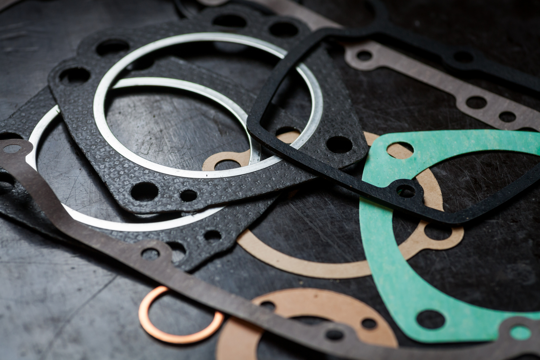 Close up shot of various gaskets